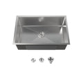 Stainless Steel Kitchen Sink, 30″x19″ Drop In Single Bowl, Undermount Handmade Sink in Brushed Nickel, with US Standard Drain and Hook, LS-SSBR05