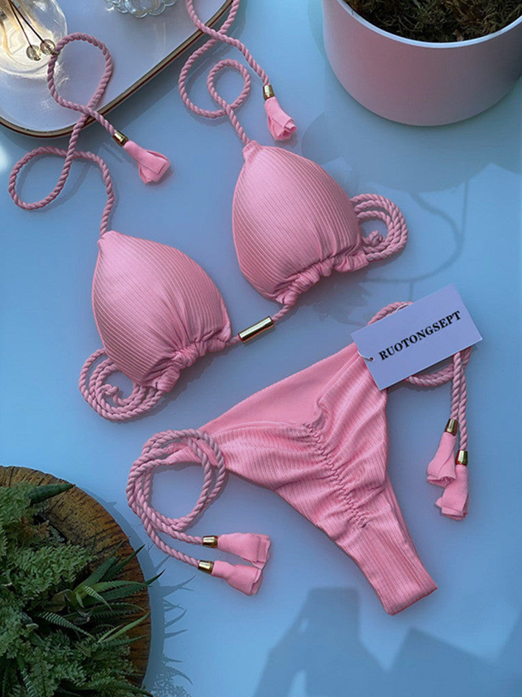 2022 New European Style Solid Color Bikini Wholesale