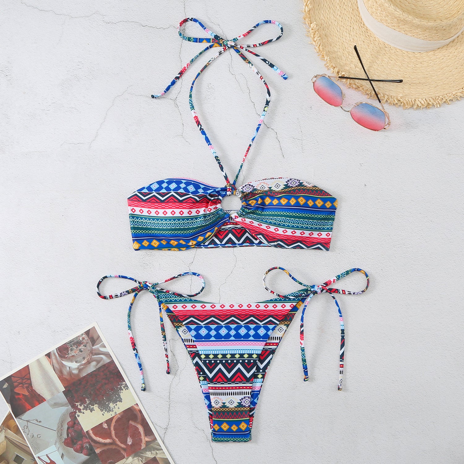 2024 New Geometric Print Women's Bikini Swimsuit
