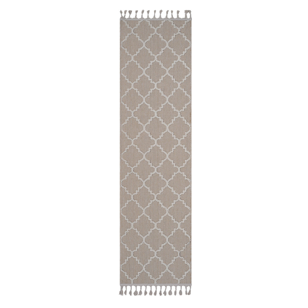 NAAR Guros Collection 2X8 Ivory / Trellis Indoor / Outdoor Runner Rug
