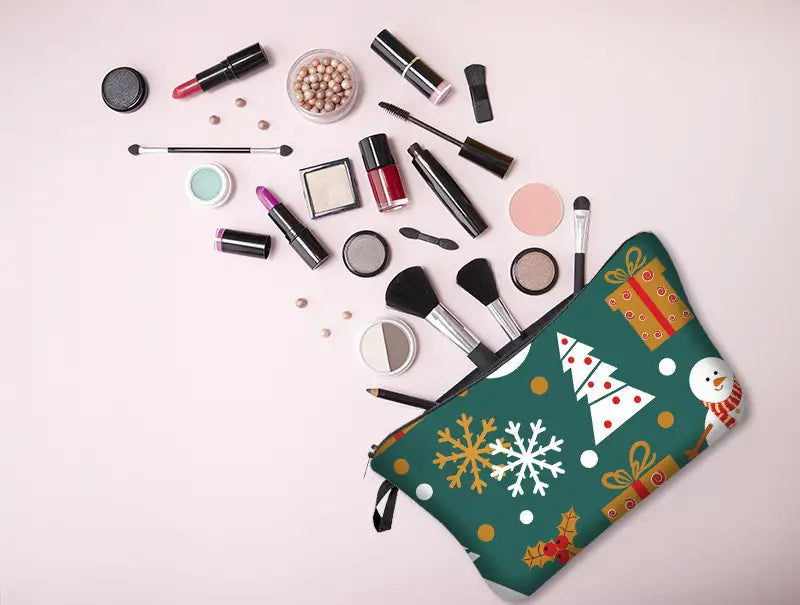 Buffalo Plaid Makeup Bags for Women - Holiday Gift Pouch