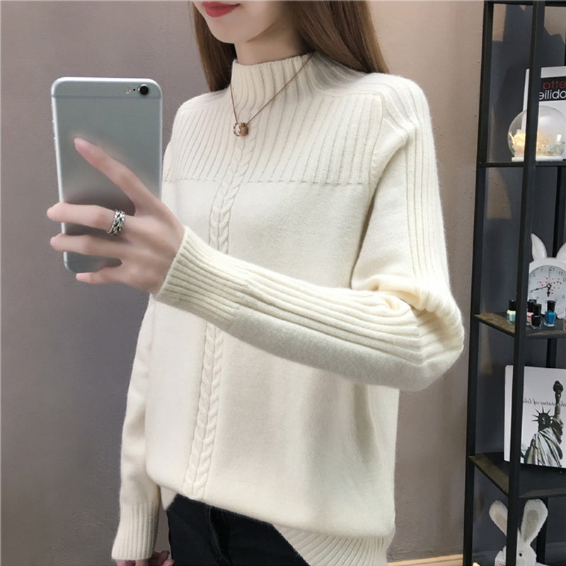 Korean High-Neck Women's Knitted Sweater for Fall/Winter