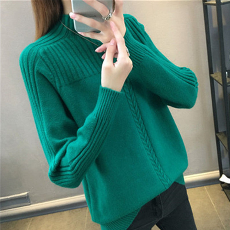 Korean High-Neck Women's Knitted Sweater for Fall/Winter