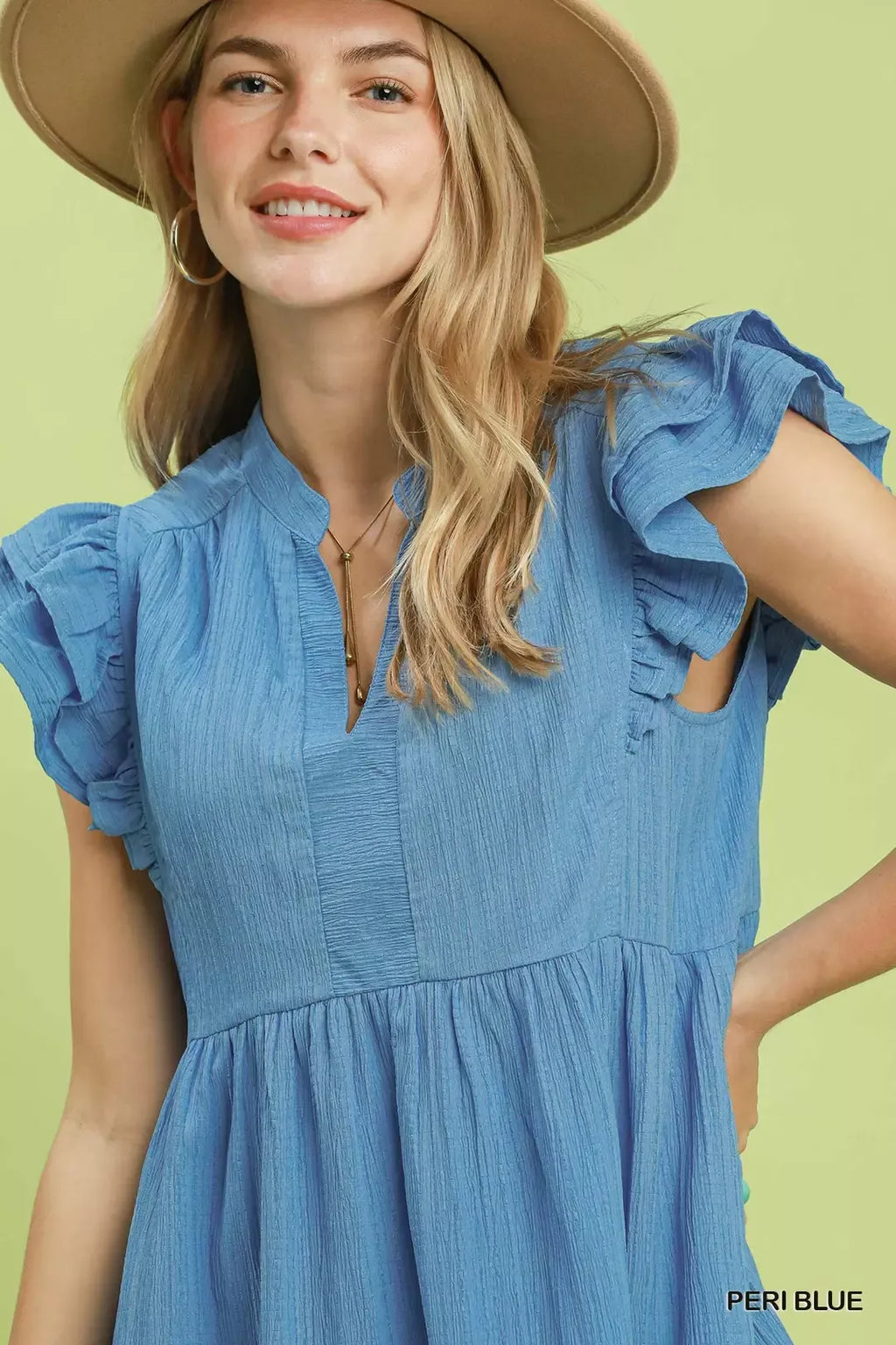 Umgee Ruffle Sleeve Babydoll Dress