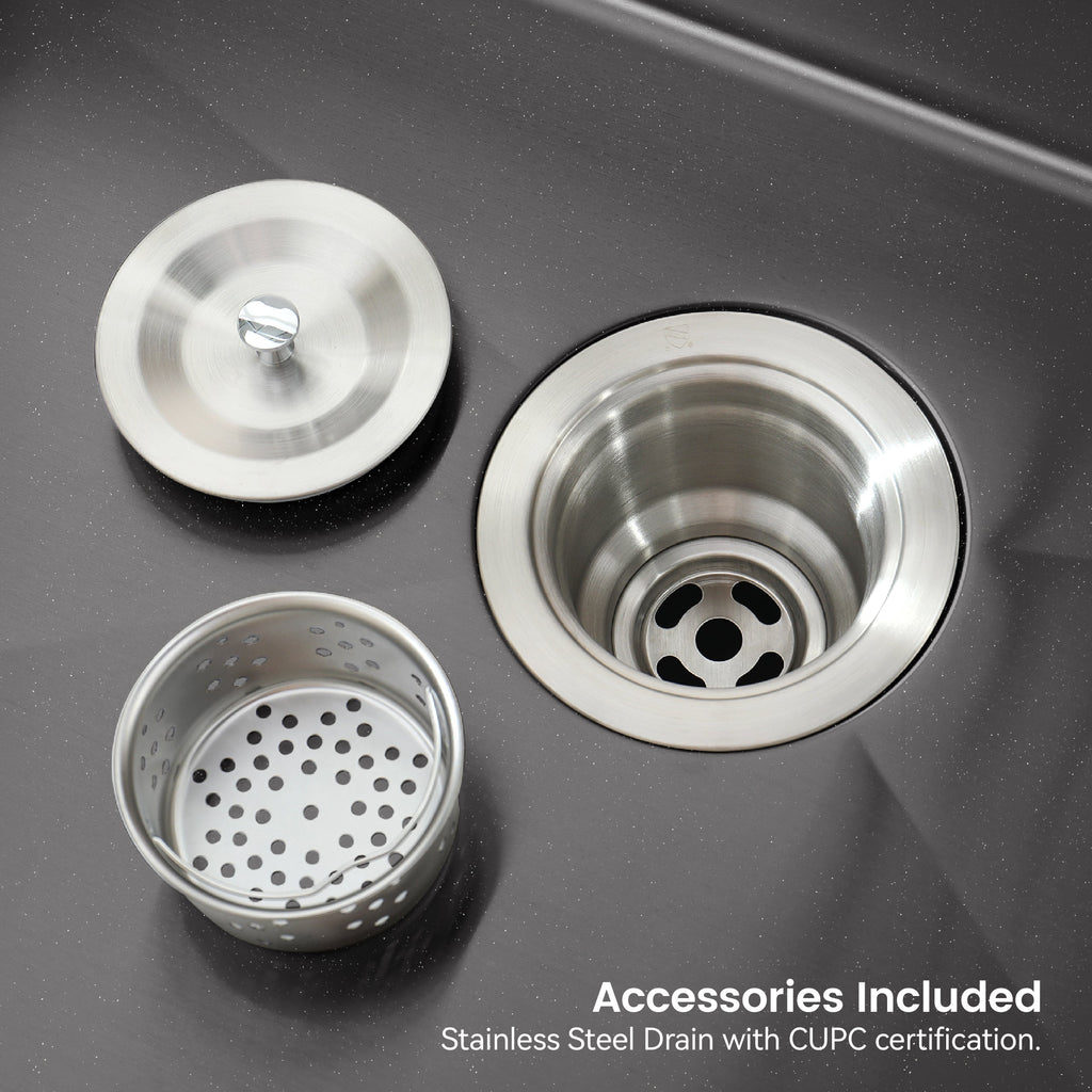 Stainless Steel Kitchen Sink, 30″x19″ Single Bowl, Overmount Handmade Sink in Black, with US Standard Drain and Hook