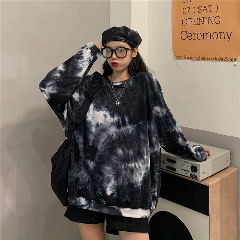Korean Style Loose Tie-Dye Top for Casual Wear