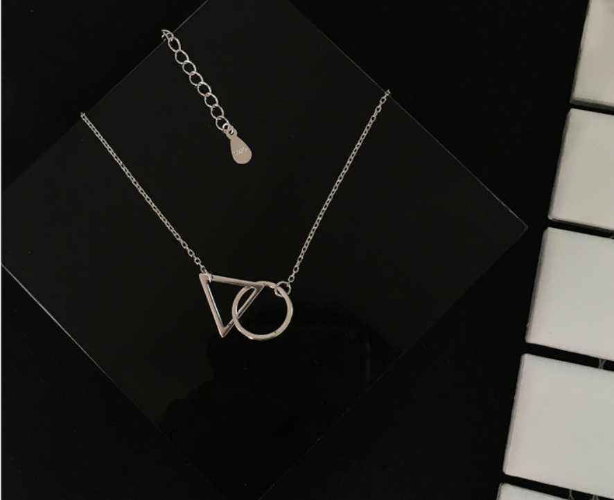 Triangle and Round Pendant Clavicle Chain Necklace