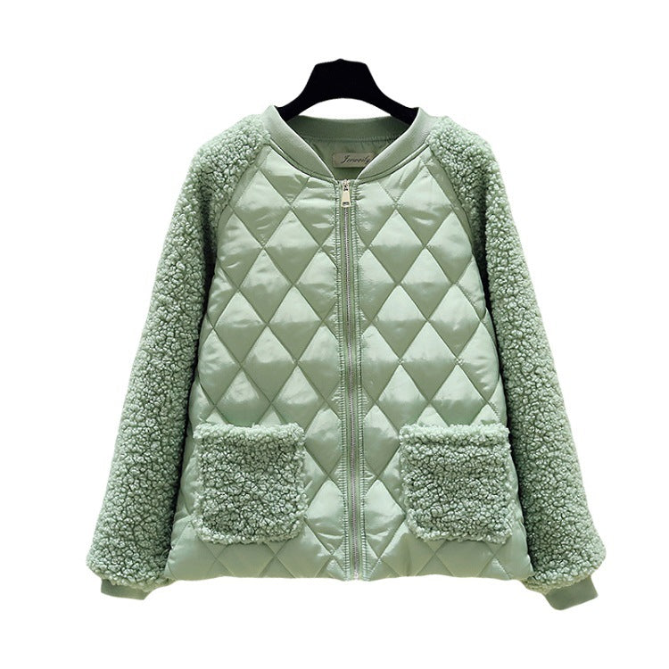 2020 New Women's Short Cotton Jacket with Lamb Wool