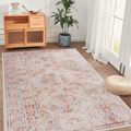 NAAR MAVAL Beige Washable Rug 5x8 Area Rug (Beige, 5' x 8')
