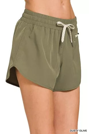 Zenana Soft Woven Lined Shorts With Zip Coin Pocket