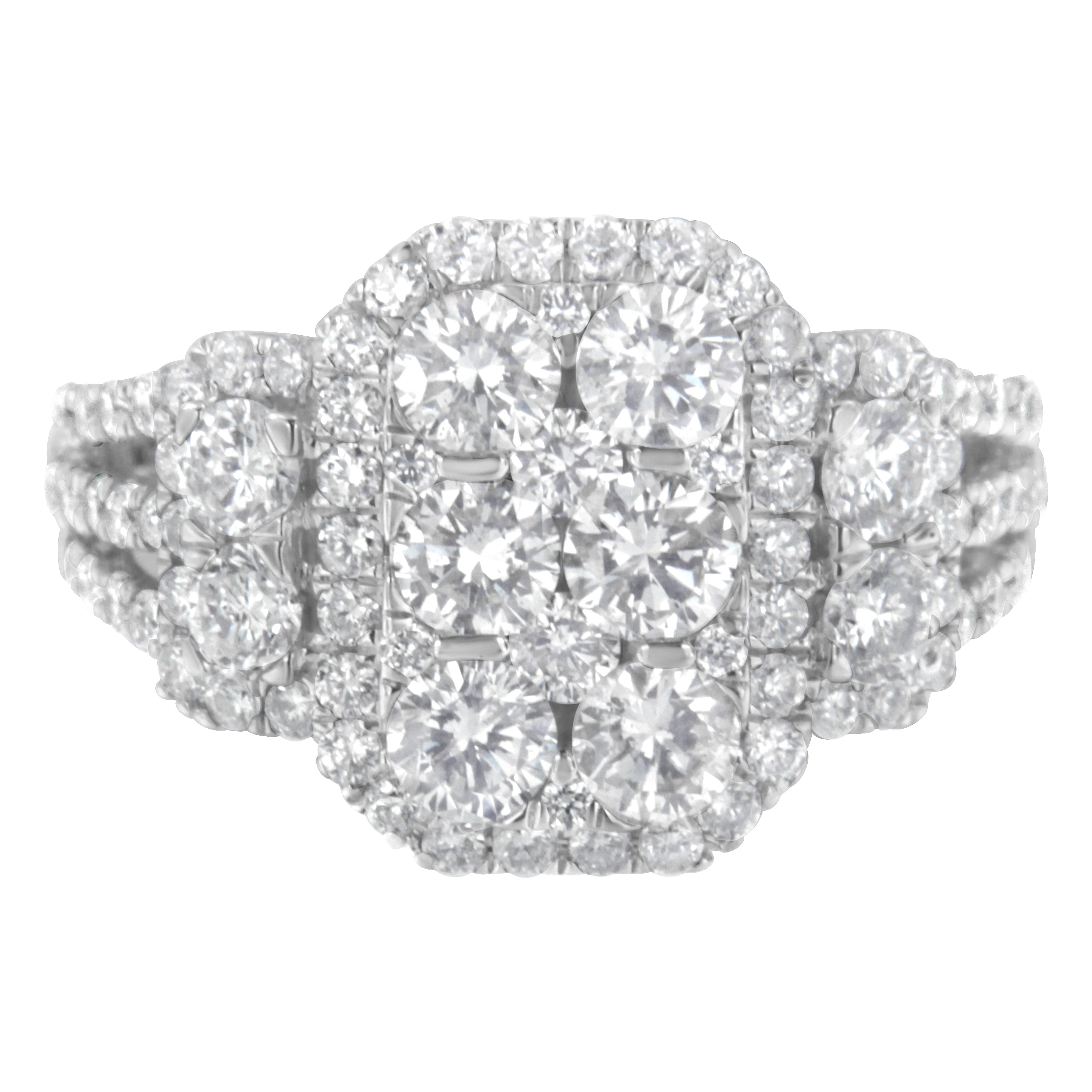 14K White Gold 2 1/4 Cttw Diamond Cocktail Cluster Ring (G-H Color, SI2-I1 Clarity) - Size 7