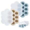 PandaEar 2 Pack Baby Food Freezer Tray with Lids Silicone Baby Fruit Food Feeder Teether Tray Baby Food Storage Container Ice Cube Tray Maker for Homemade Baby Food (Blue/Tan)
