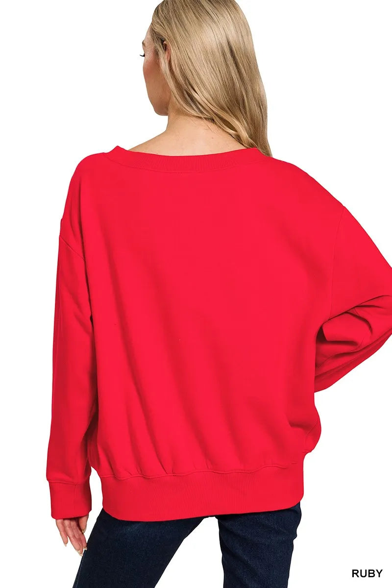Zenana Fleece Boat Neck Sweatshirt