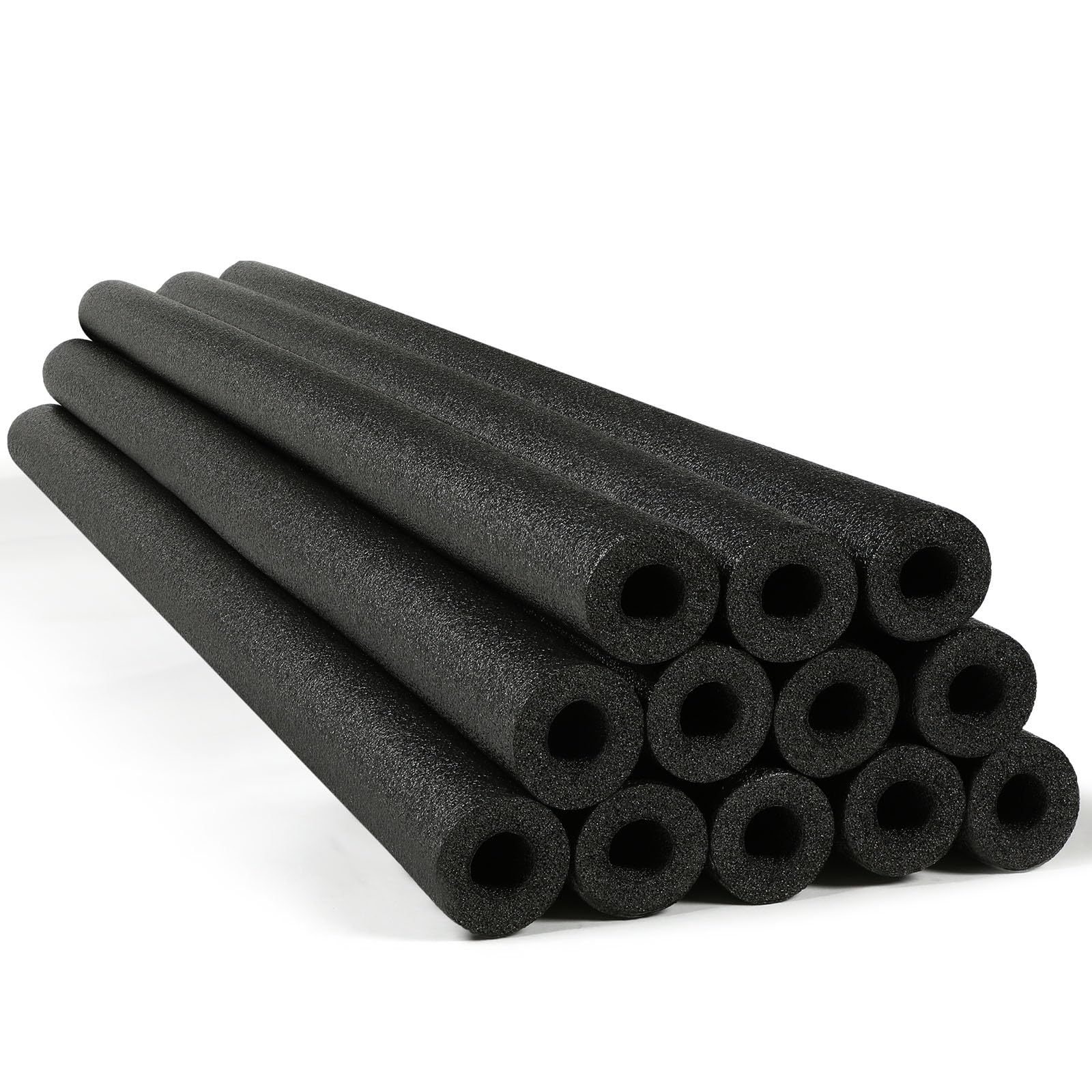 Nezyo 12 Pack Pool Noodles Foam Swim Noodles 52 Inch Jumbo Hollow Swimming Pool Noodle Bulk Bright Pool Noodles Floats Heavy Duty for Xmas Decoration Craft Projects Padding Bumper(Black)