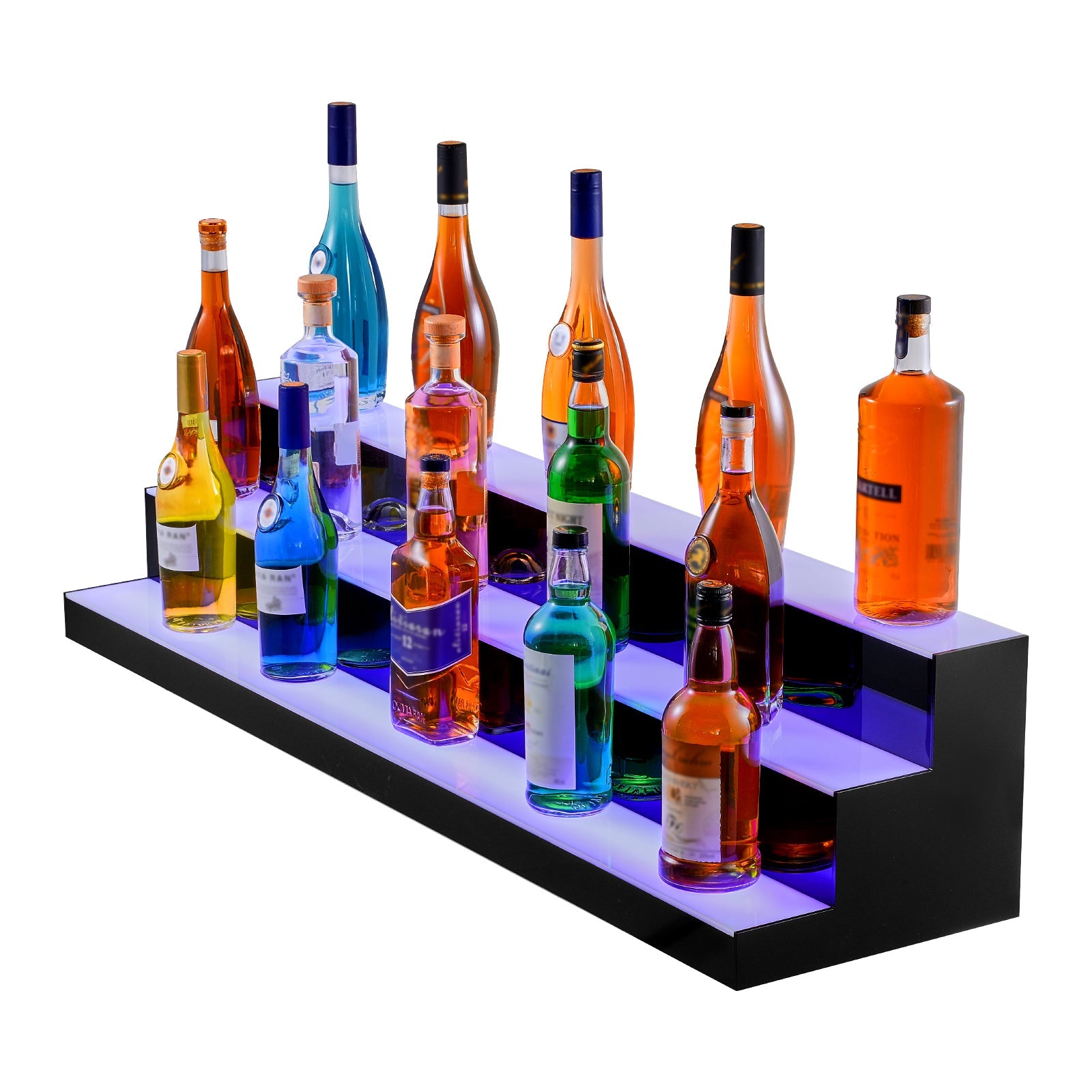 LED Lighted Liquor Bottle Display Bar Shelf RF & App Control 48' 3-Step