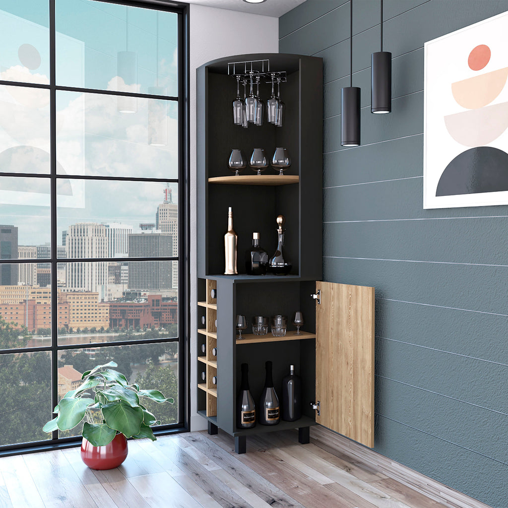 Hamden 10-Bottle 1-Shelf Bar Cabinet Wenge and Pine