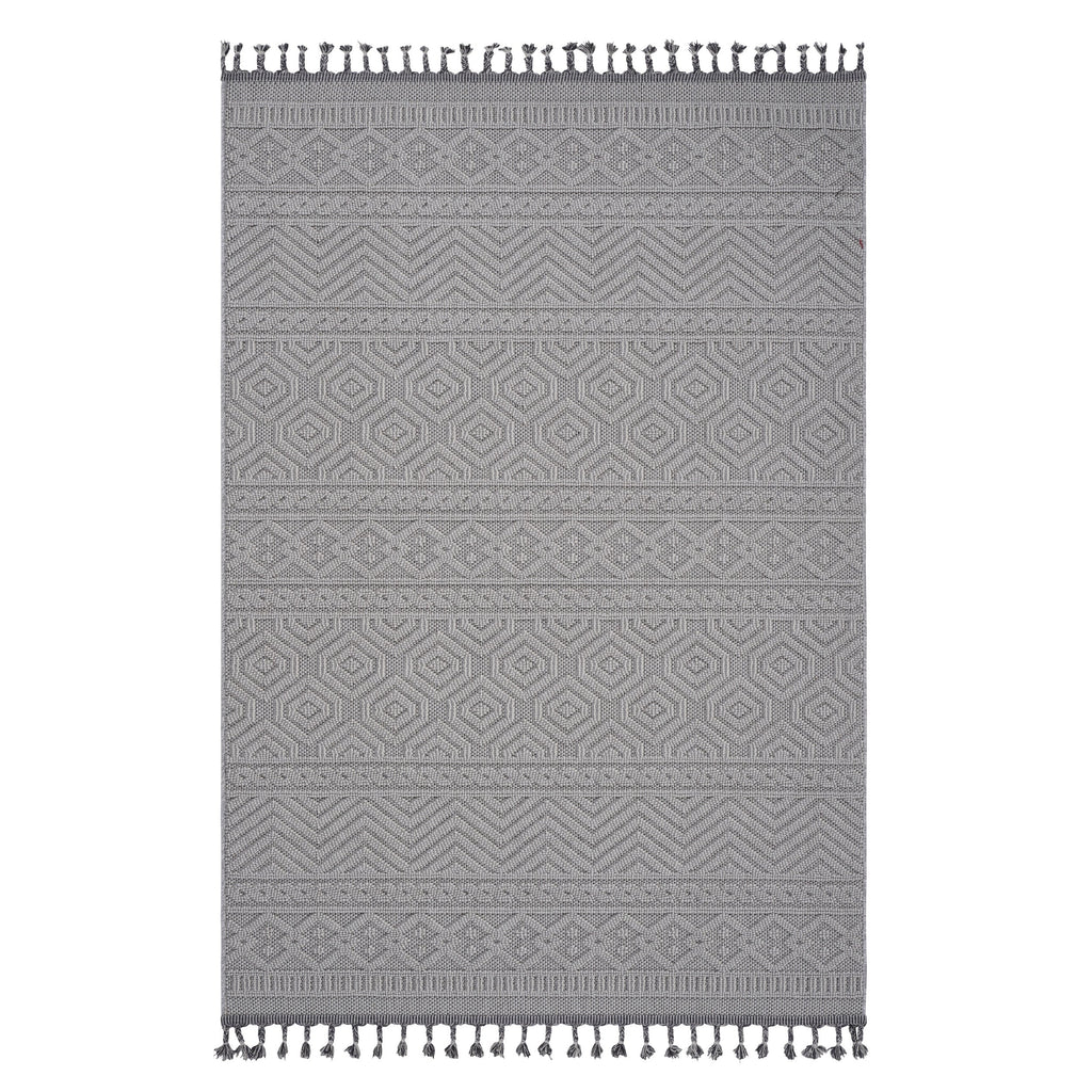 NAAR Guros Collection 4X6 White / Geometric Indoor / Outdoor Area Rug