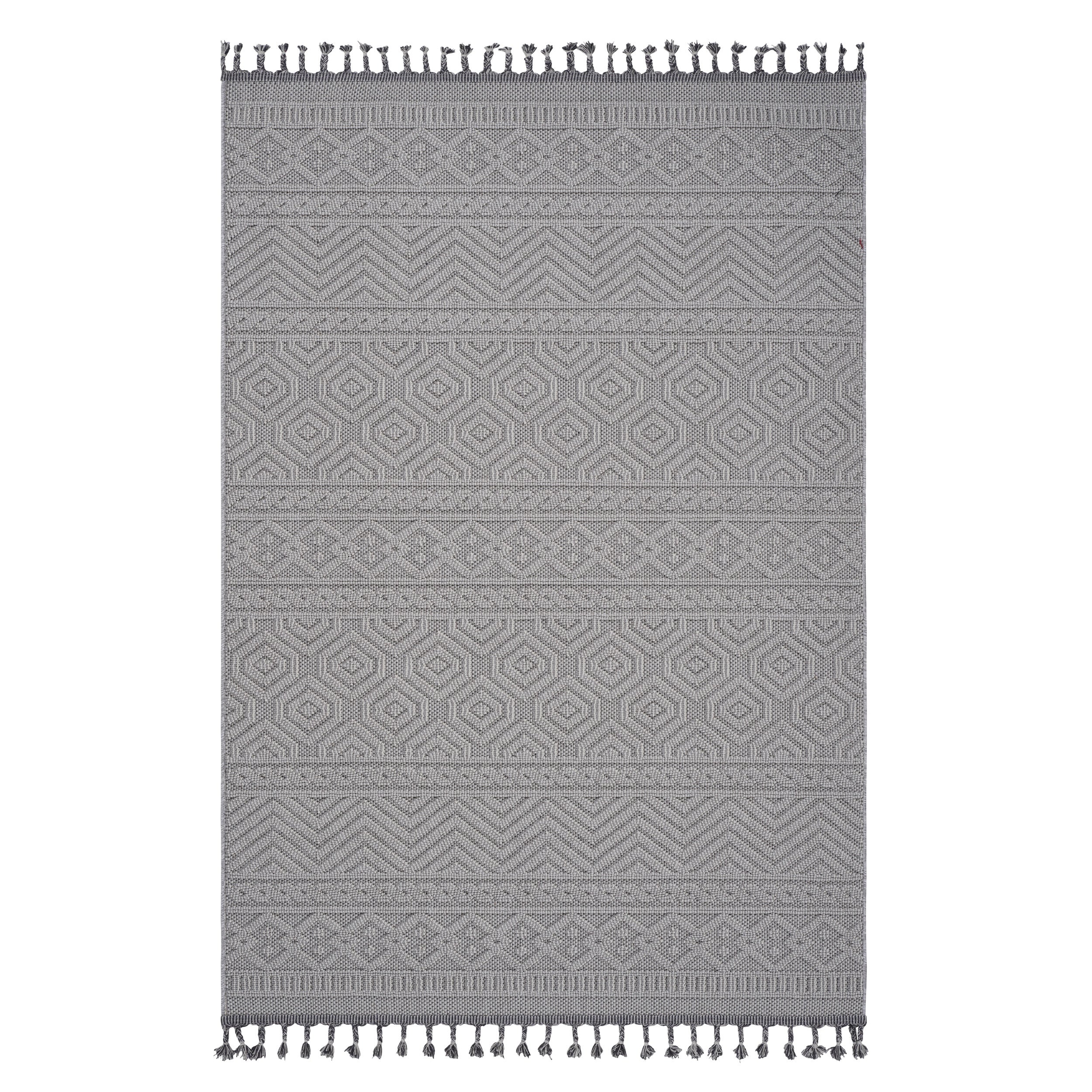 NAAR Guros Collection 6X9 White / Geometric Indoor/ Outdoor Area Rug