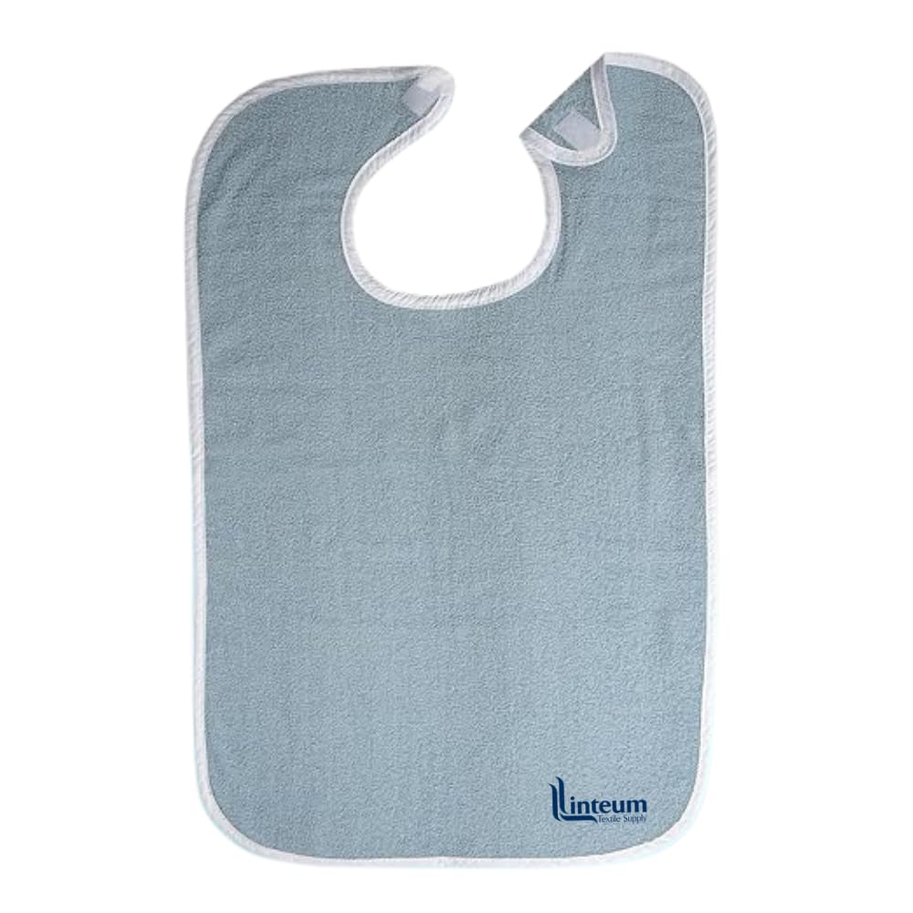 Linteum Textile Supply 3 Pack Premium Unisex Adult Bibs 18x30 Inch Washable Cotton Terry Bibs Adult Cloth Bibs for Eating Absorbent Bibs for Elderly Men Women Reusable Clothing Protector [Blue]