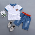 Korean Style Short Sleeve Baby Outfit Set with Print