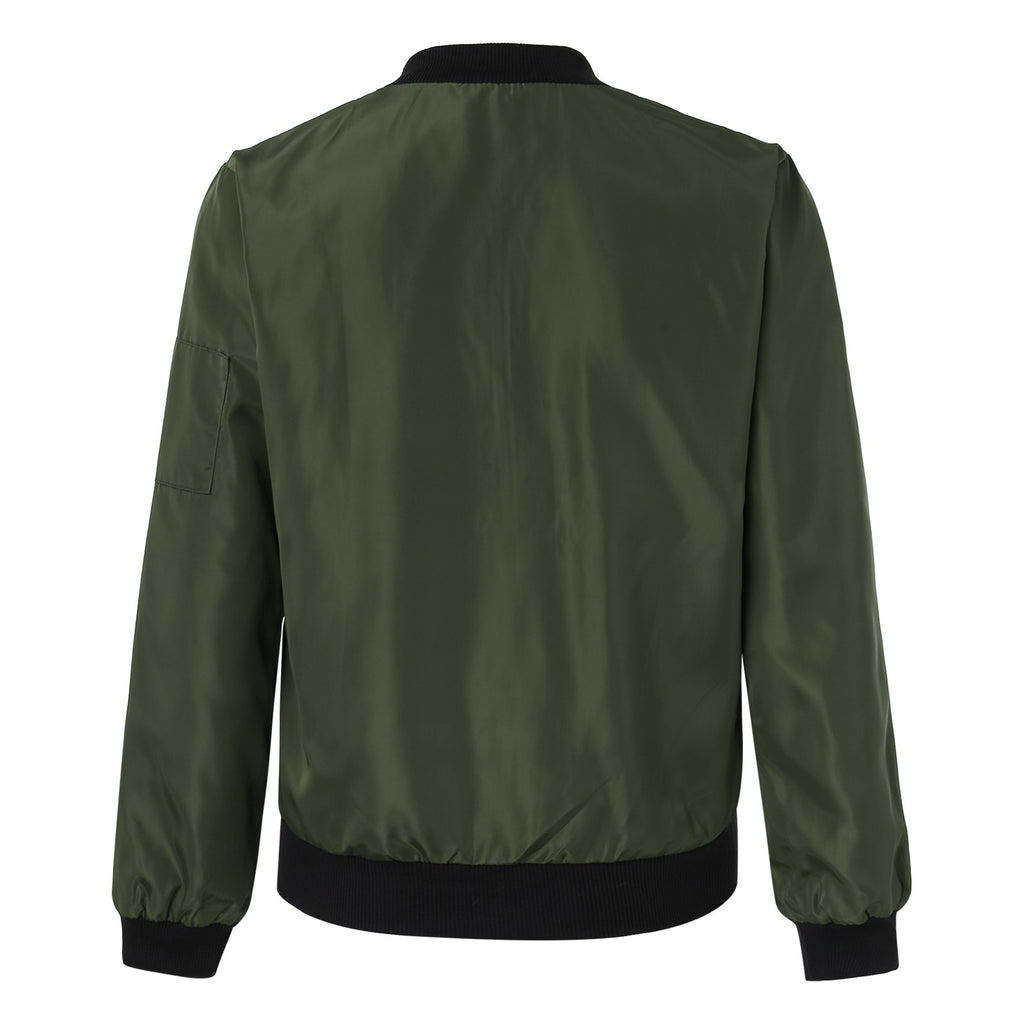 Fashionable Women's Solid Color Bomber Jacket for Casual Wear