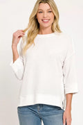Zenana Double Knit 3/4 Sleeve Top