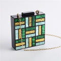 Geometric Patterns Green Acrylic Evening Clutch Bag