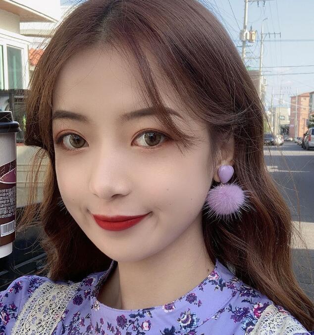 Purple Pom Pom Earrings - New Trendy Clip-On Design