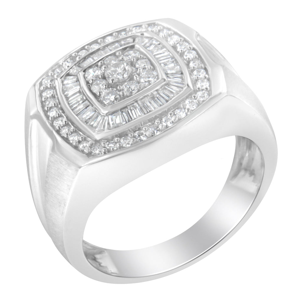 14K White Gold Men's 1 CTTW Diamond Band Ring