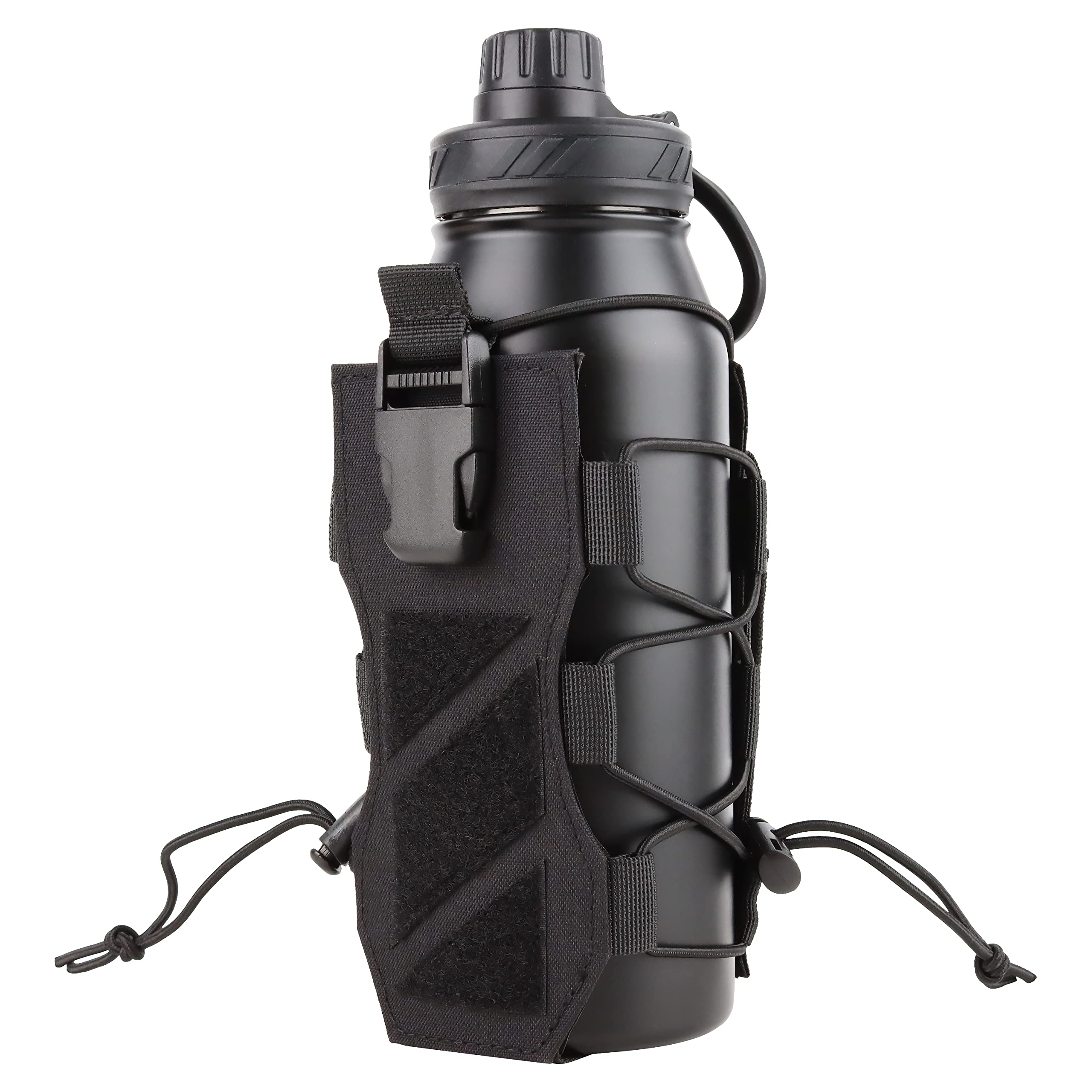 CAT Outdoors Tactical MOLLE Water Bottle Holder 40 oz Adjustable Tactical Water Bottle Pouch for Backpack Strap MOLLE Water Bottle Pouch Carrier Tactical Water Bottle Holster (Black)