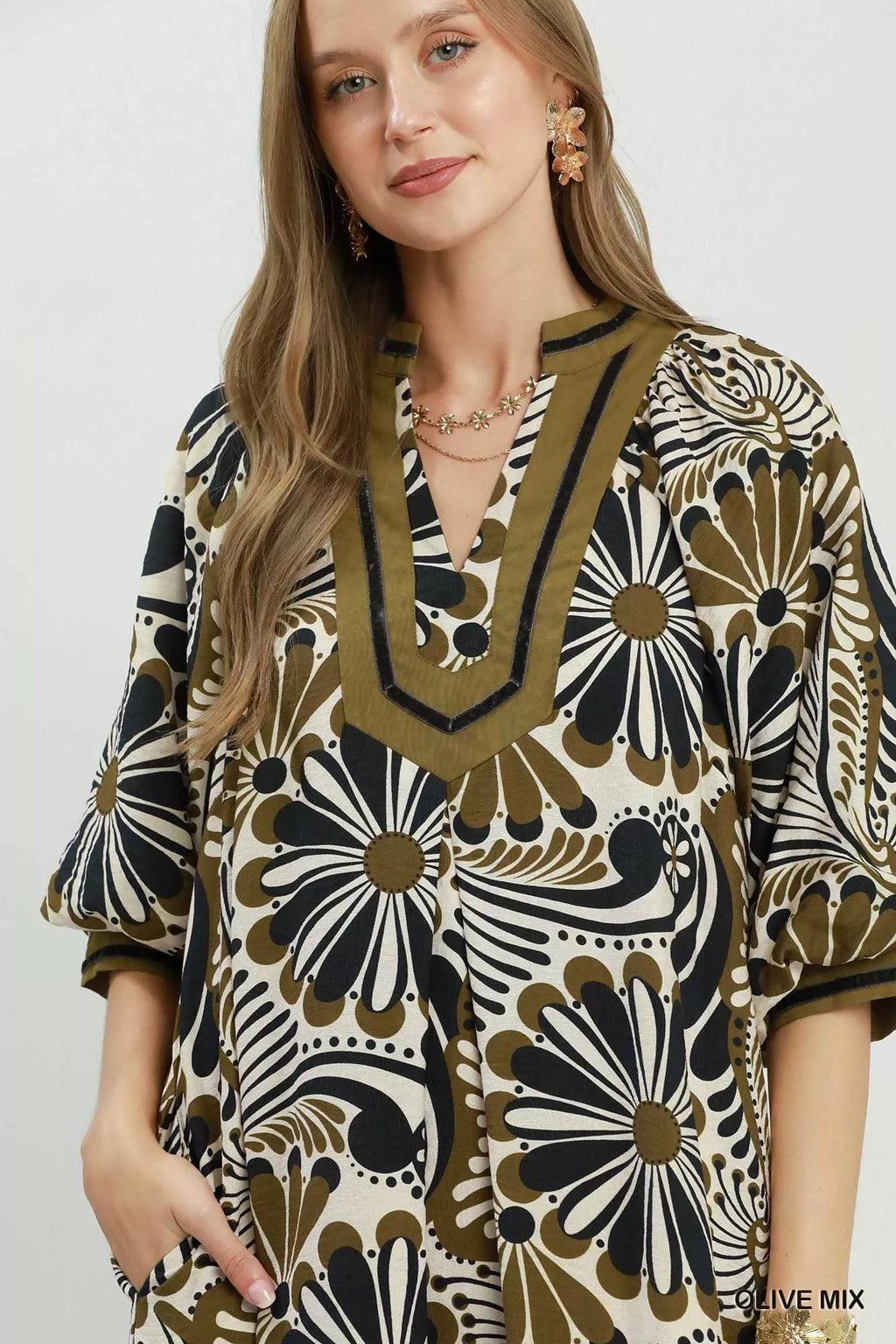 Umgee Abstract Print Midi Dress