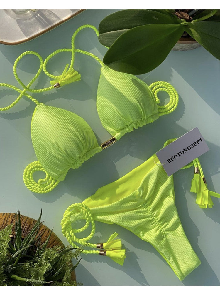 2022 New European Style Solid Color Bikini Wholesale