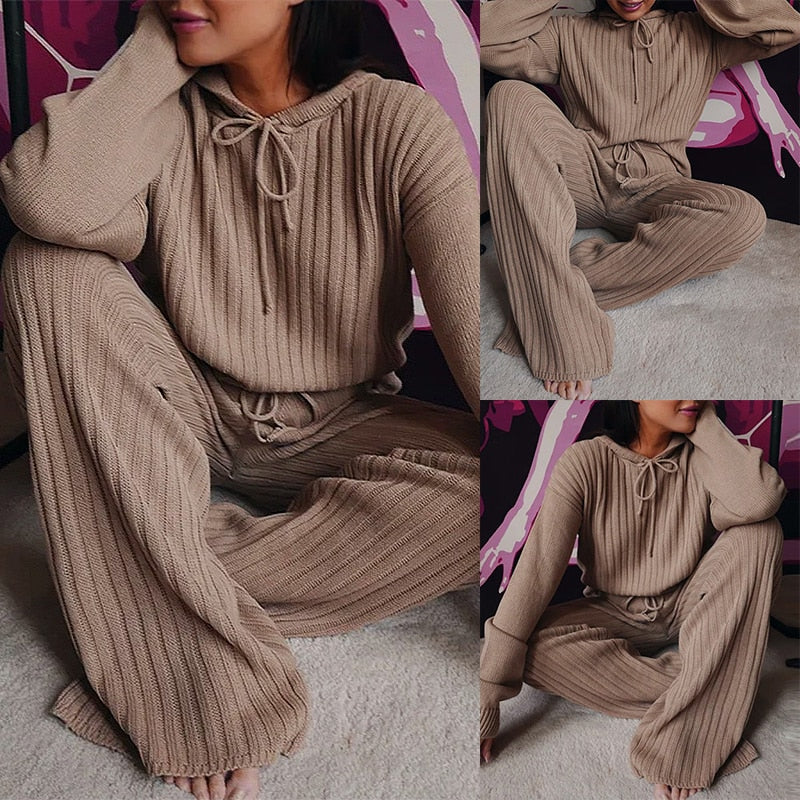 Casual Hooded Long Sleeve Set