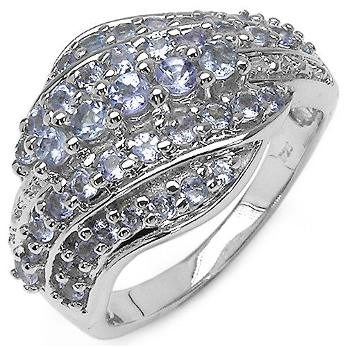 1.22 Carat Genuine Tanzanite .925 Sterling Silver Ring