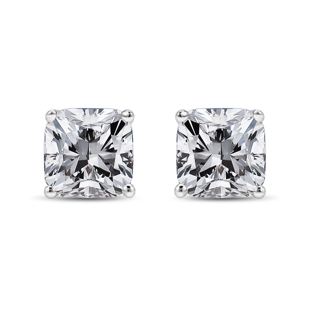 14K White Gold 1 1/2 Cttw Clarity Enhanced Princess Cut Diamond Solitaire Stud Earrings (I-J Color, I1-I2 Clarity)