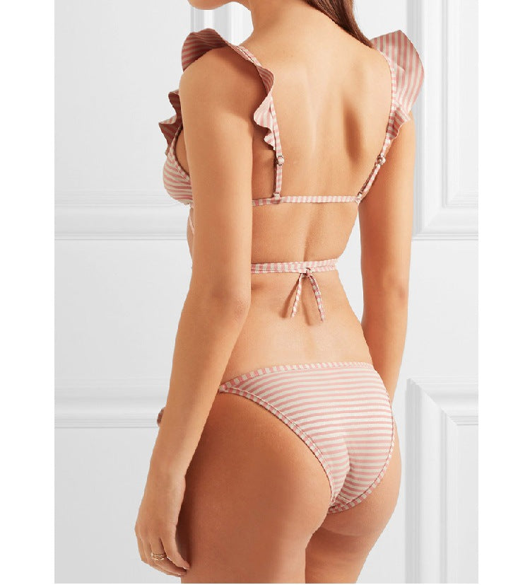 New Striped Print Sexy Bikini Set