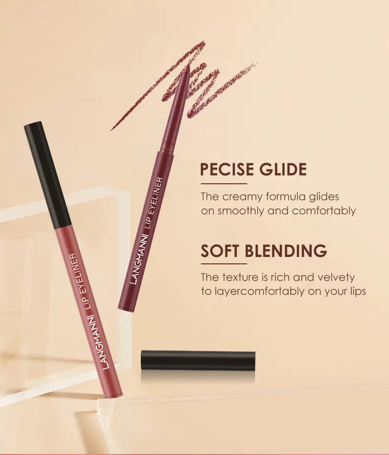 6 Color 2 In 1 Lip Liner & Gloss Set - Matte Finish