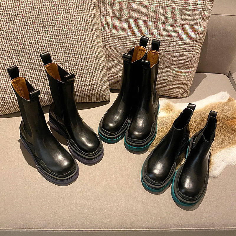 BV Green Bottom 2020 New Black Chelsea Ankle Boots