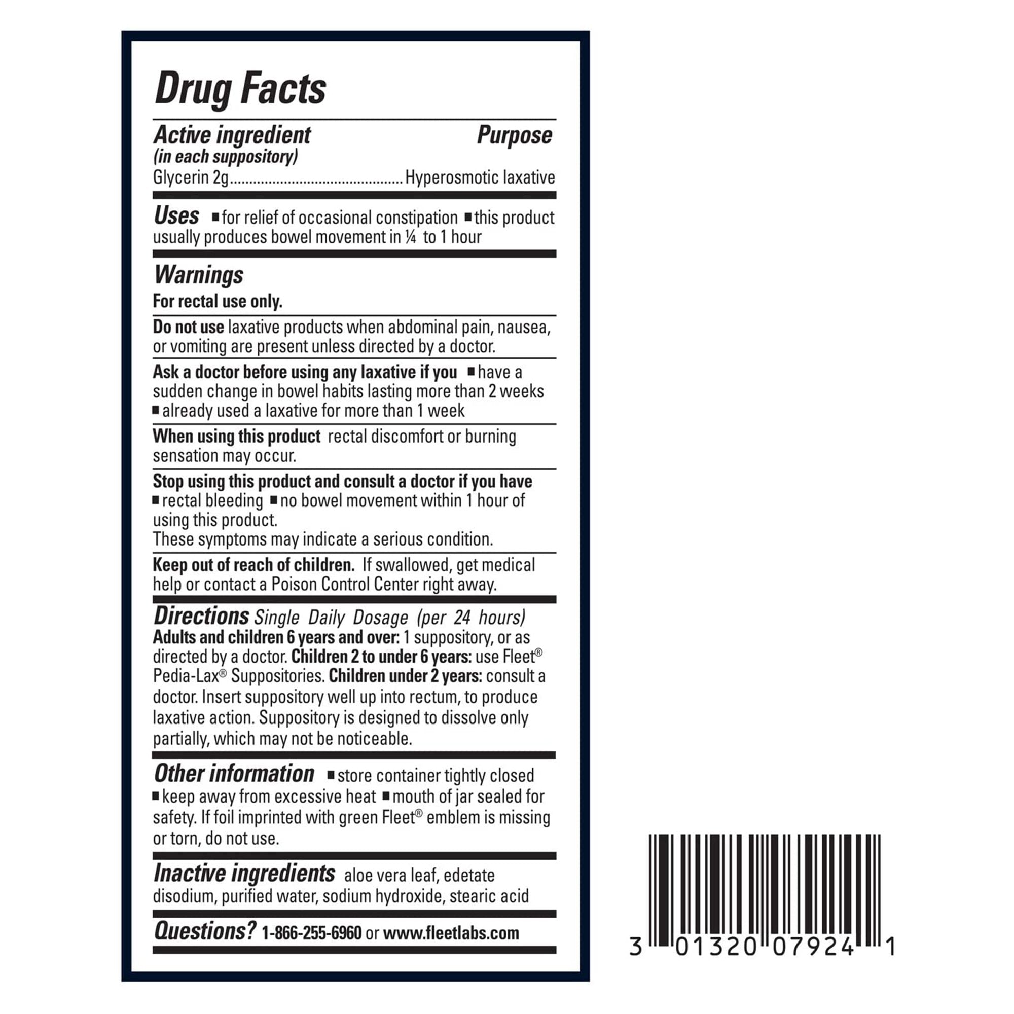 Fleet® Glycerin Laxative Suppository 00132007924