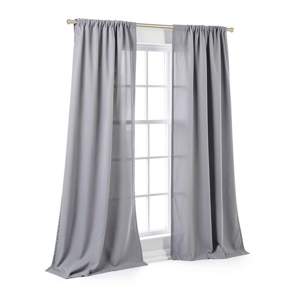 No. 918 1-Panel Lourdes Crushed Sheer Window Curtain, Grey, 59X84