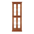 Lighted Curio Cabinet with Adjustable Shelves, Mirrored Back, and Tempered Glass Doors, 6-Tier Walnut Finish