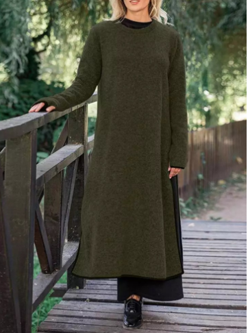 Oversized Knit Lace Casual Hoody Dress