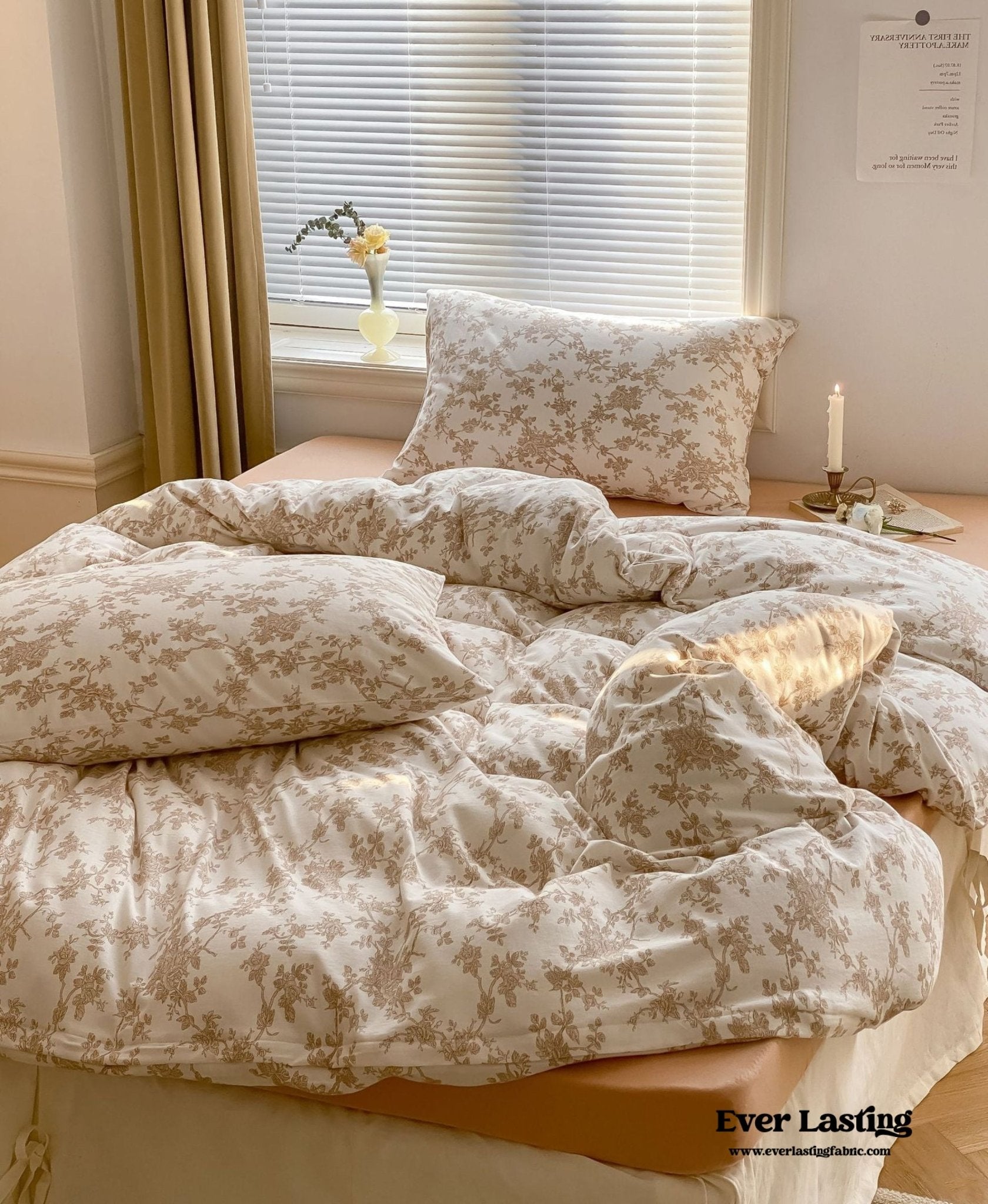 Fleur Elegant Floral Knit Cotton Bedding Set / Blue