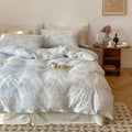 Fleur Elegant Floral Knit Cotton Bedding Set / Blue