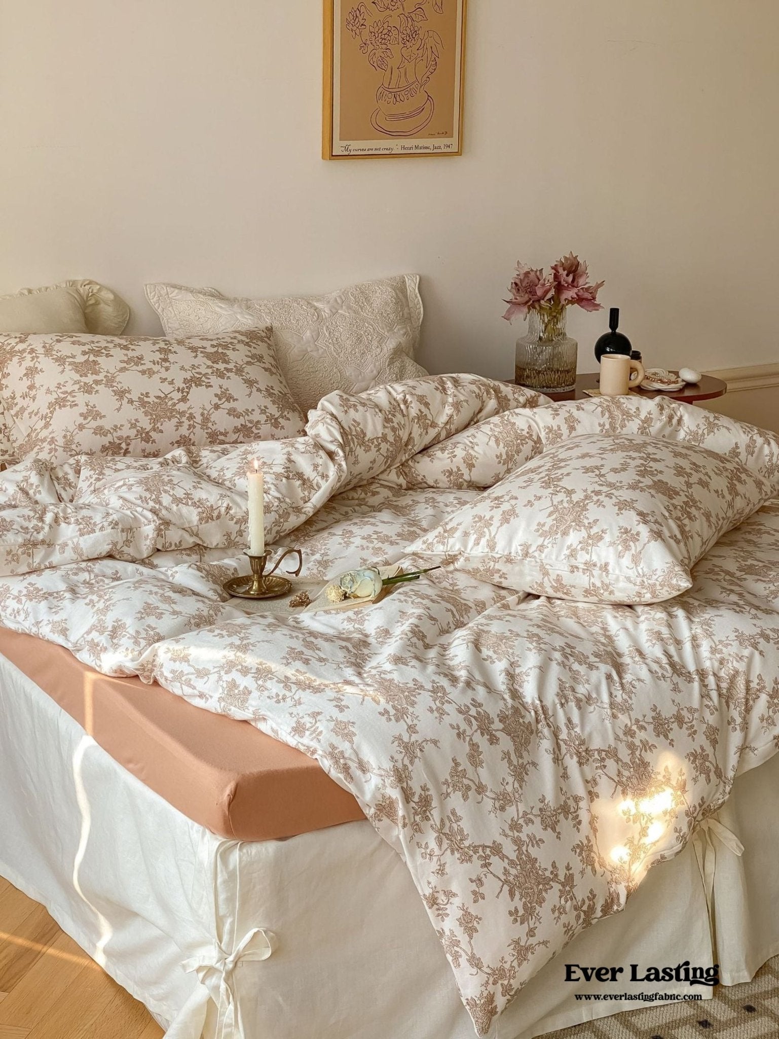 Fleur Elegant Floral Knit Cotton Bedding Set / Blue