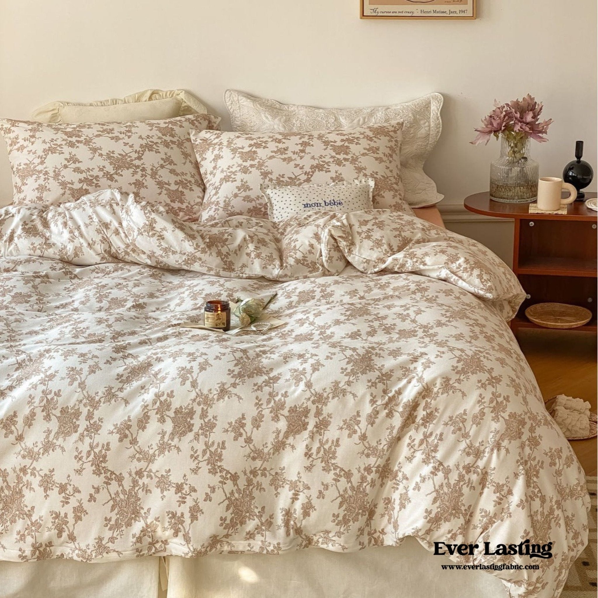 Fleur Elegant Floral Knit Cotton Bedding Set / Blue
