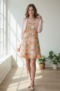 Floral Dress with Bolero Cardigan Set