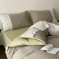 Florence Lace Double Gauze Striped Bedding Set / Green