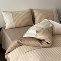 Florence Lace Double Gauze Striped Bedding Set / Beige Brown