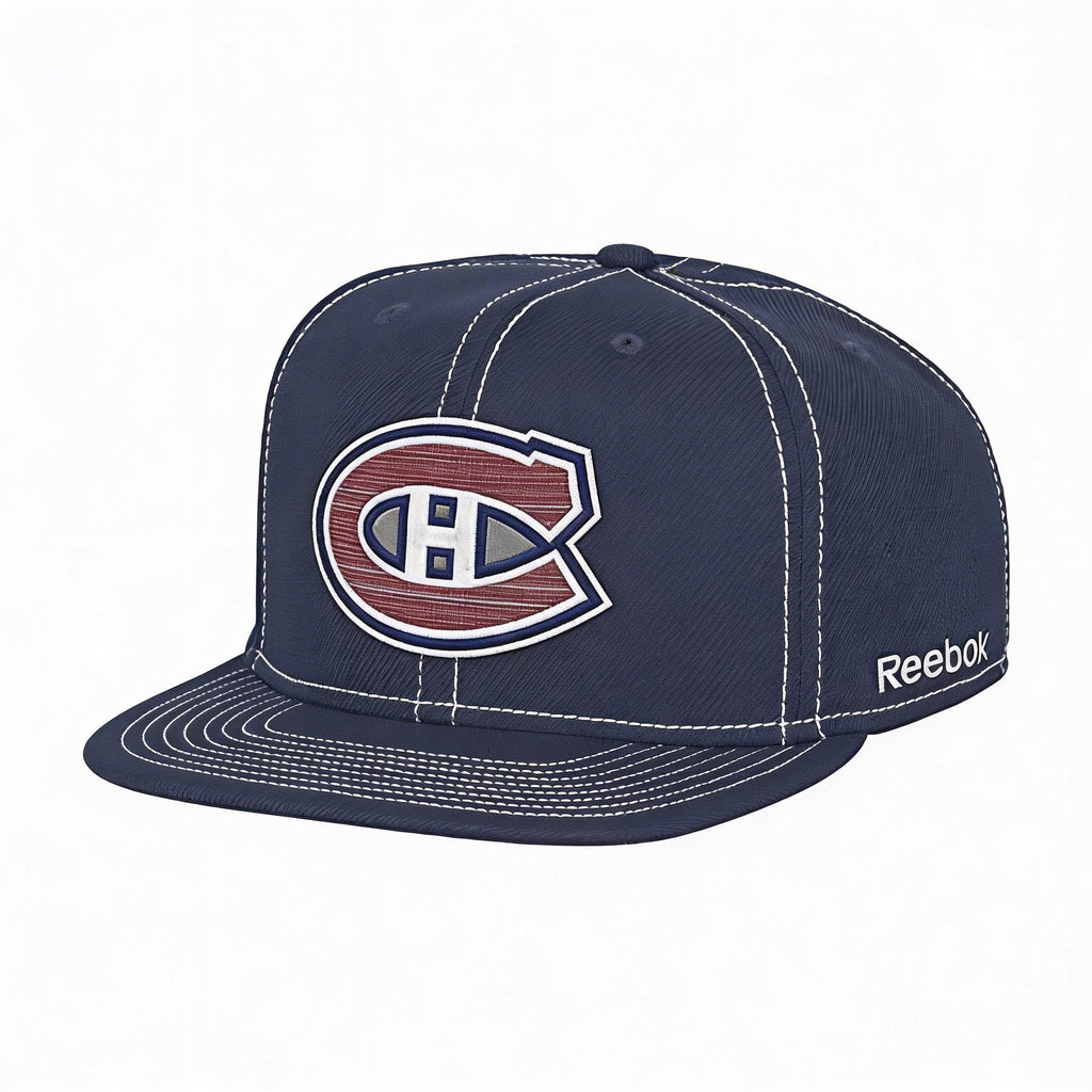 NHL Montreal Canadiens Mens Oversized Logo Flat Visor Flex Cap Large/X-Large